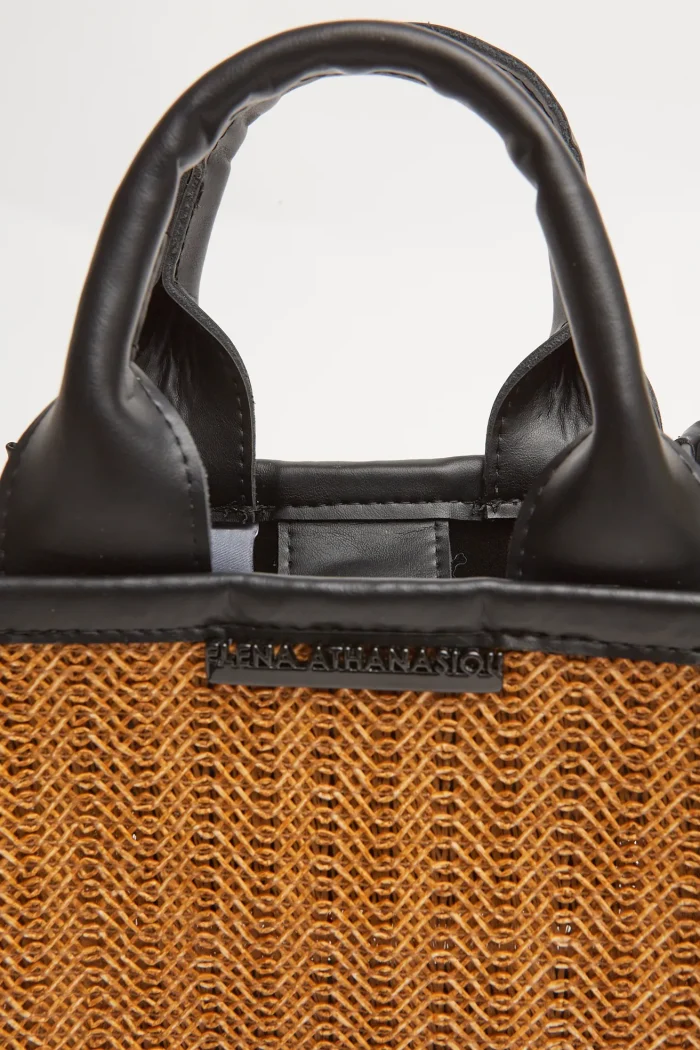 Natural Straw Mini tote & shopper bag Taupe - Image 3