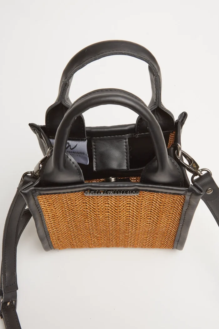 Natural Straw Mini tote & shopper bag Taupe - Image 5