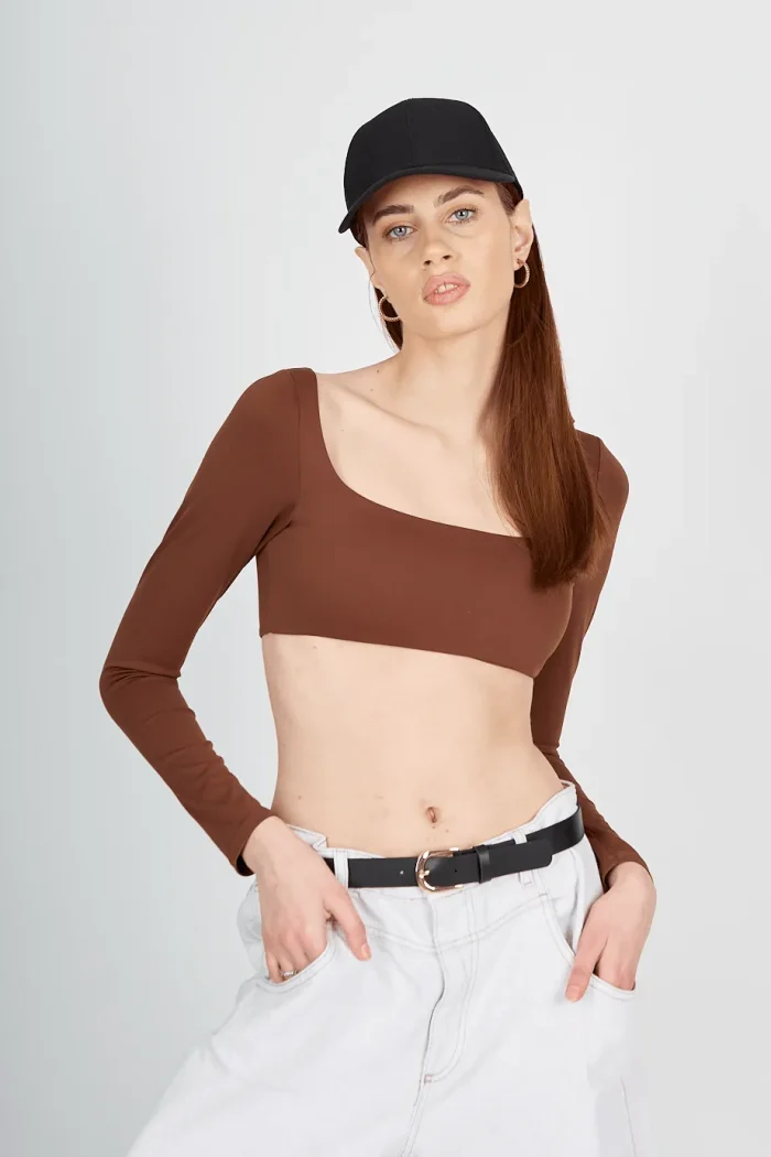 Ariana Crop Top Apparel  Cocoa - Image 2