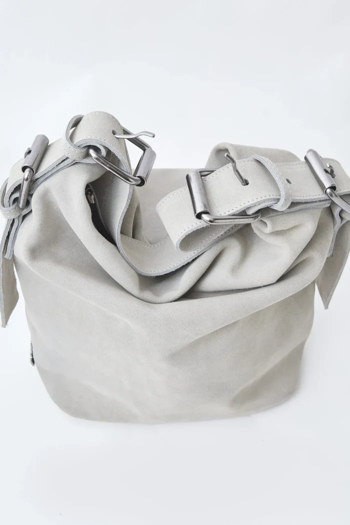 Day To Evening Suede Τσάντα Ώμου Ανοιχτό Γκρι Small - Image 4