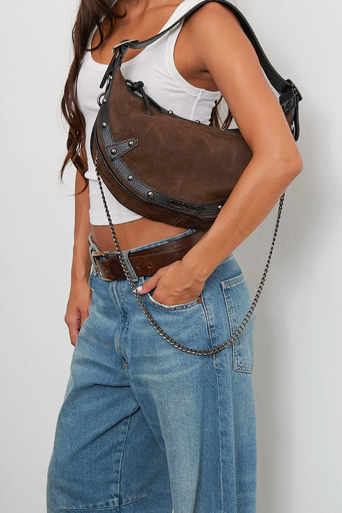 Hype Suede Baguette bag Καφέ - Image 2