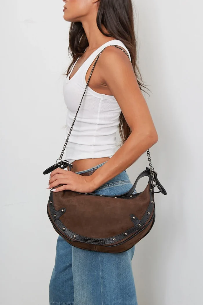 Hype Suede Baguette bag Καφέ - Image 7