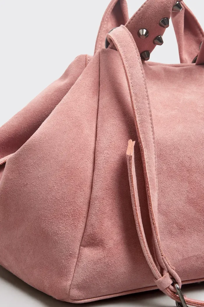 Bubble Bag Suede Τσάντα Χειρος Ροζ - Image 4
