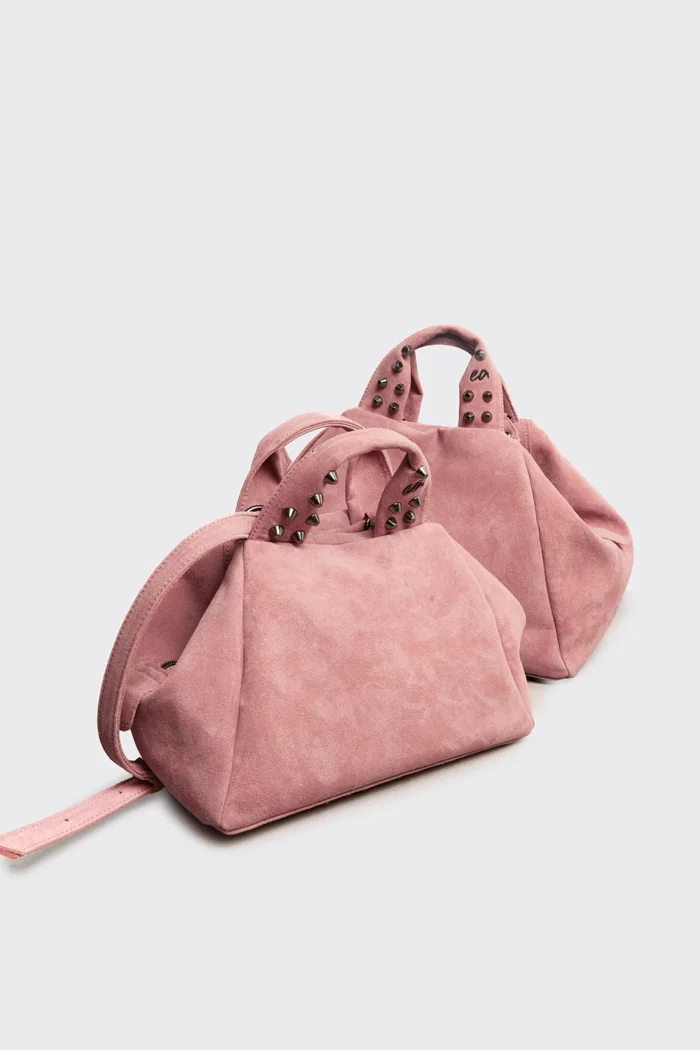 Bubble Bag Suede Τσάντα Χειρος Ροζ - Image 6