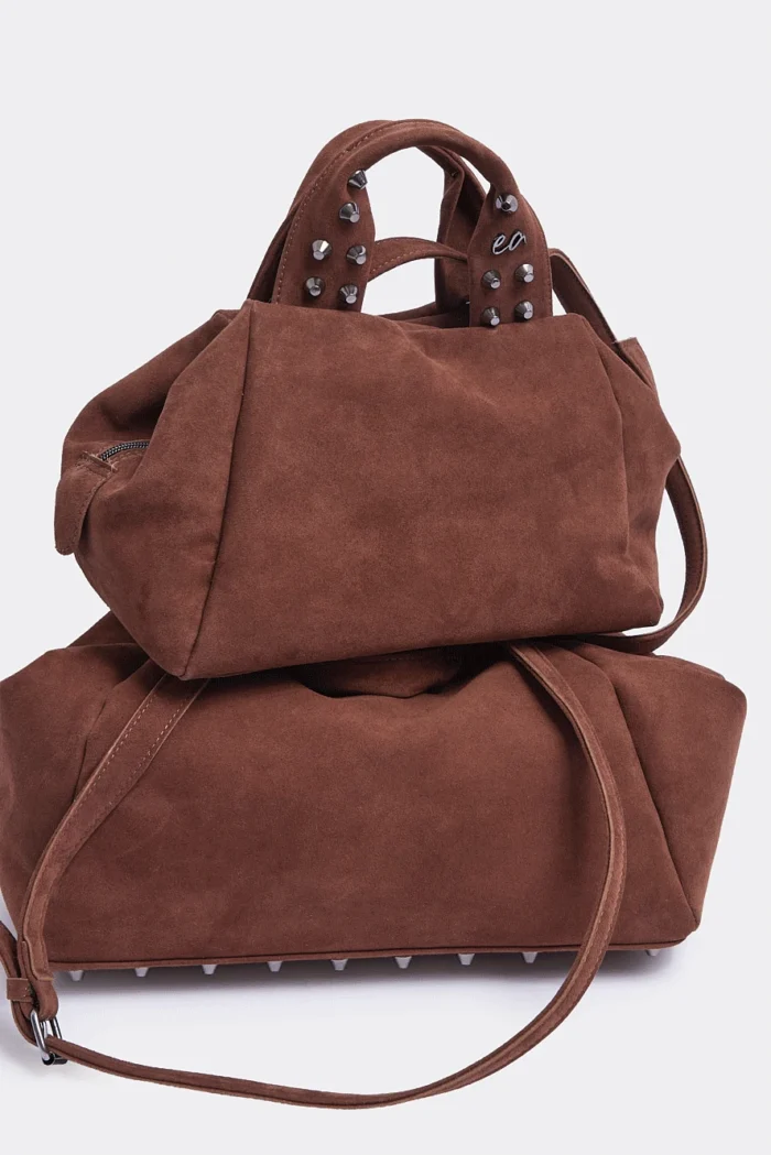 Bubble Bag Suede Τσάντα Χειρος Καμελ - Image 5