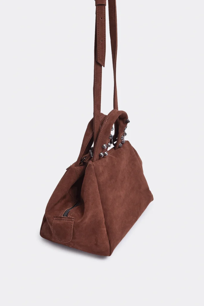 Bubble Bag Suede Τσάντα Χειρος Καμελ - Image 3