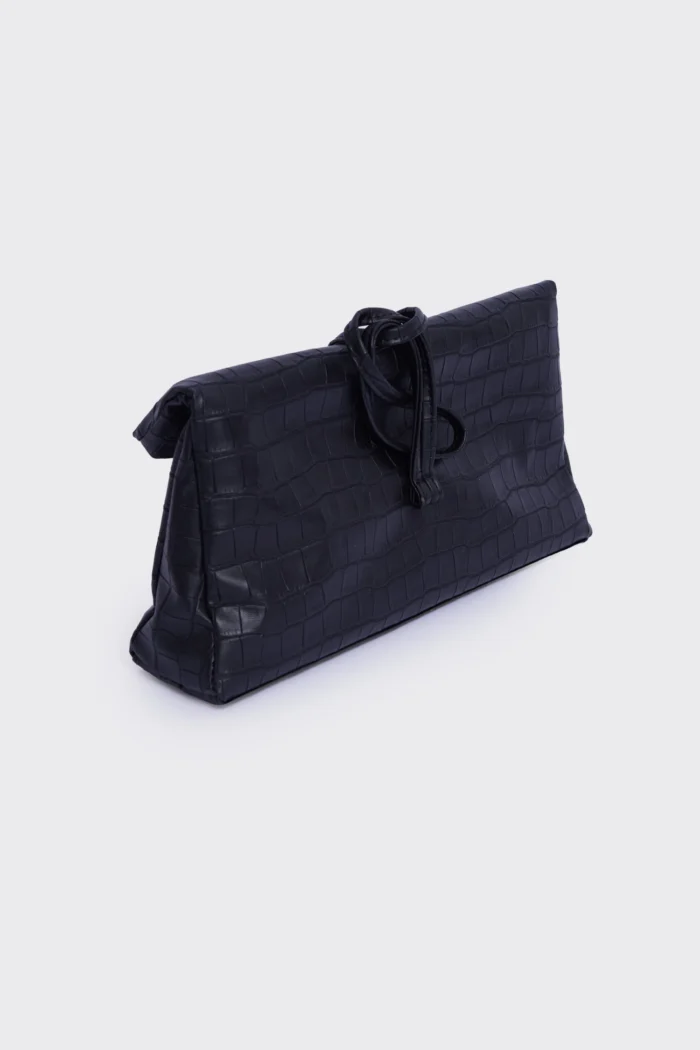 Lunchbag Downtown Croco Τσάντα Εξοδου Μαυρη - Image 3