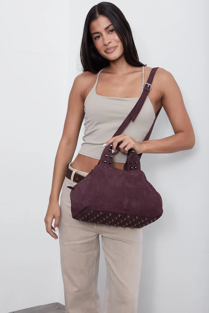 Bubble Bag Planet Suede Τσάντα Χειρος Μπορντω Small - Image 2