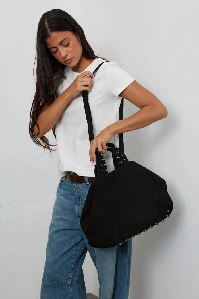 Bubble Bag Suede Τσάντα Χειρος Μαυρη - Image 2