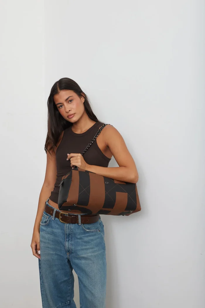 Silhouette Chain Τσάντα Ώμου Καφε Large - Image 5