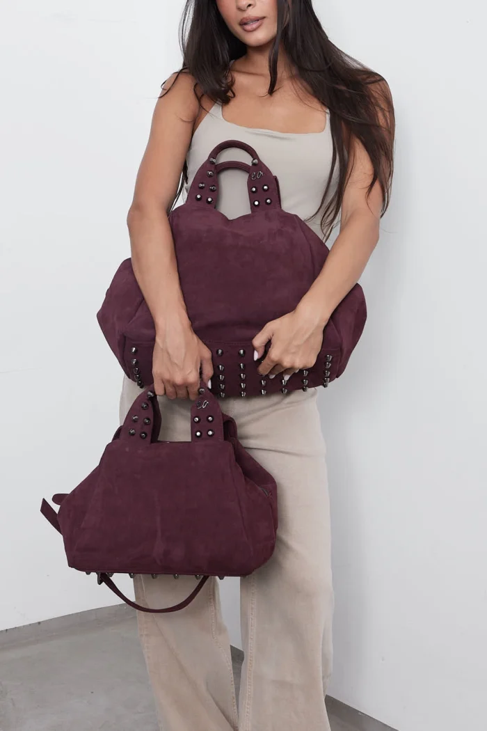 Bubble Bag Suede Τσάντα Χειρος Μπορντω - Image 2