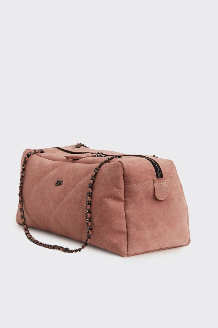 Silhouette Chain Planet Suede Τσάντα Ώμου Ροζ Xl - Image 4