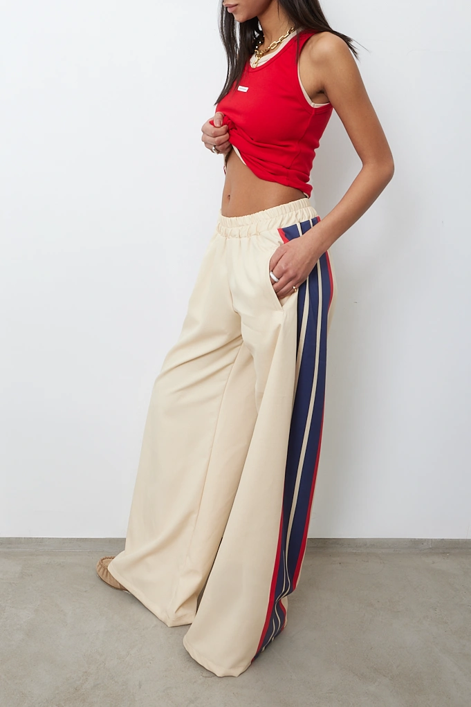 ΓΥΝΑΙΚΕΙΑ LOOSE FIT ΠΑΝΤΕΛΟΝΑ ΜΕ ΠΛΑΙΝΗ ΡΙΓΑ APPAREL ΜΠΕΖ - Image 2