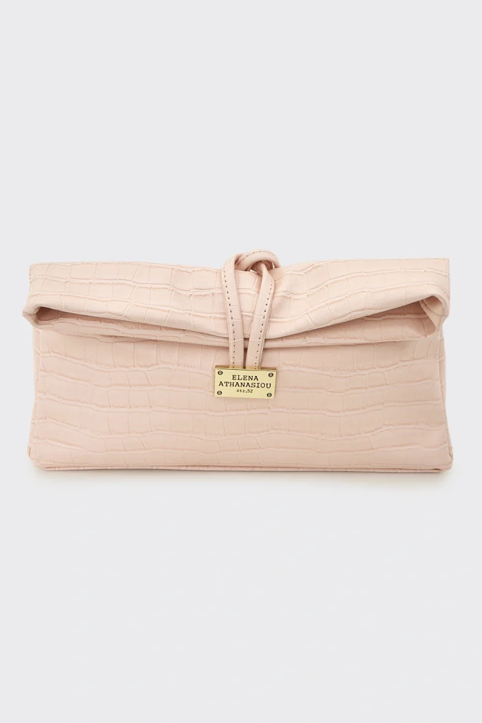 Lunchbag Downtown Croco Τσαντα Εξοδου Baby Pink - Image 4