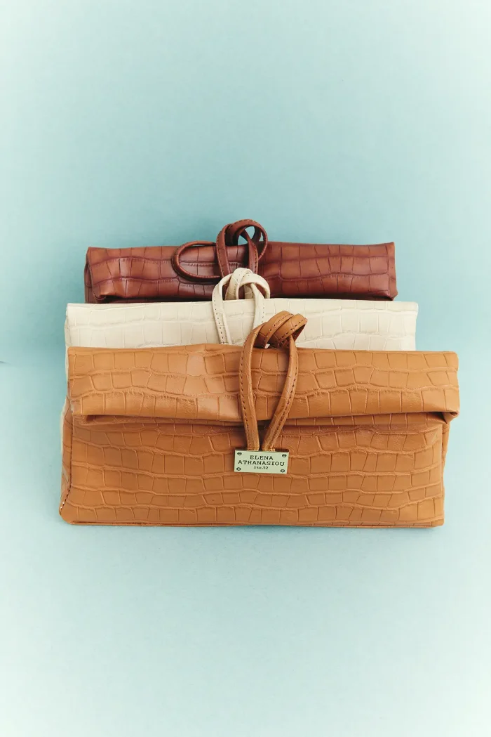 Lunchbag Downtown Croco Τσαντα Εξοδου Μπεζ - Image 3