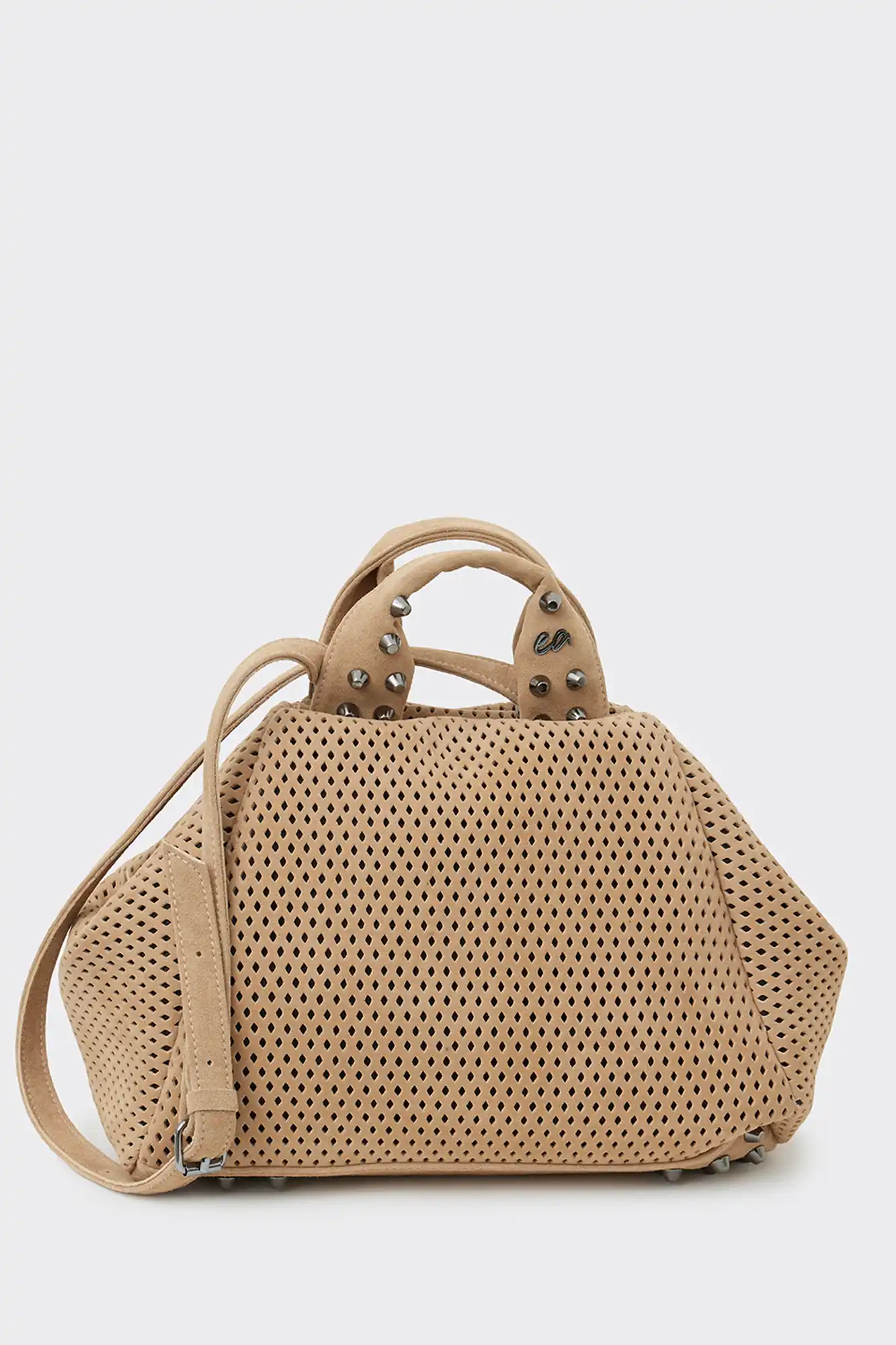 Bubble Bag Net Suede Τσαντα Χειρος Μπεζ Large - Image 1