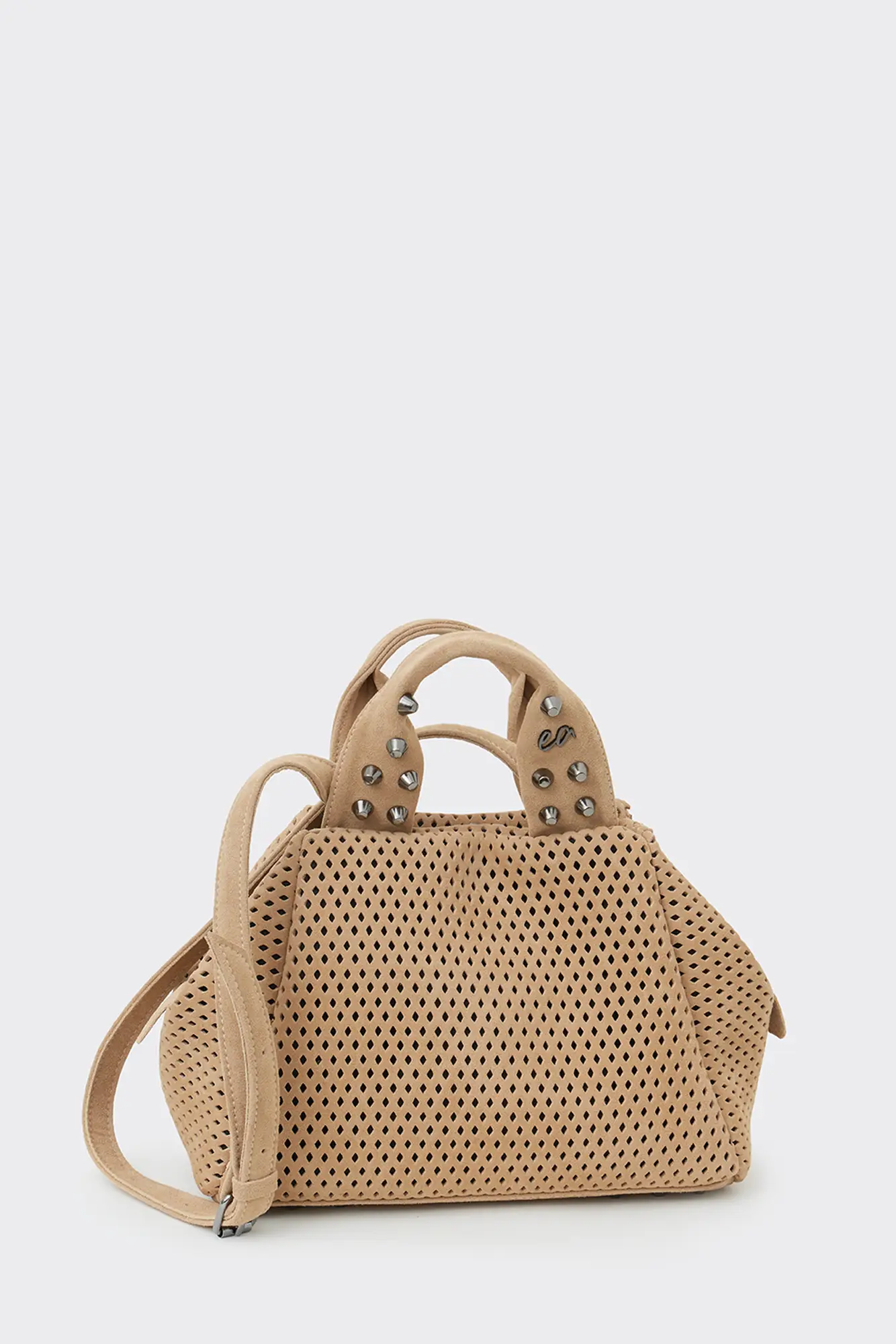 Bubble Bag Net Suede Τσαντα Χειρος Μπεζ Small - Image 1