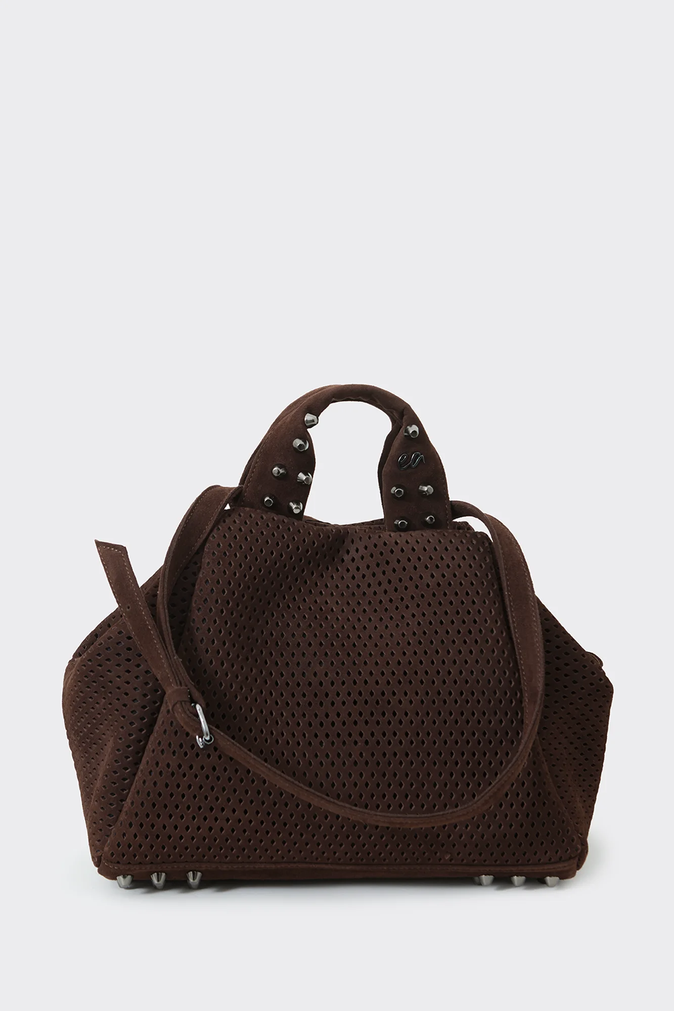Bubble Bag Net Suede Τσαντα Χειρος Καφε Large - Image 1