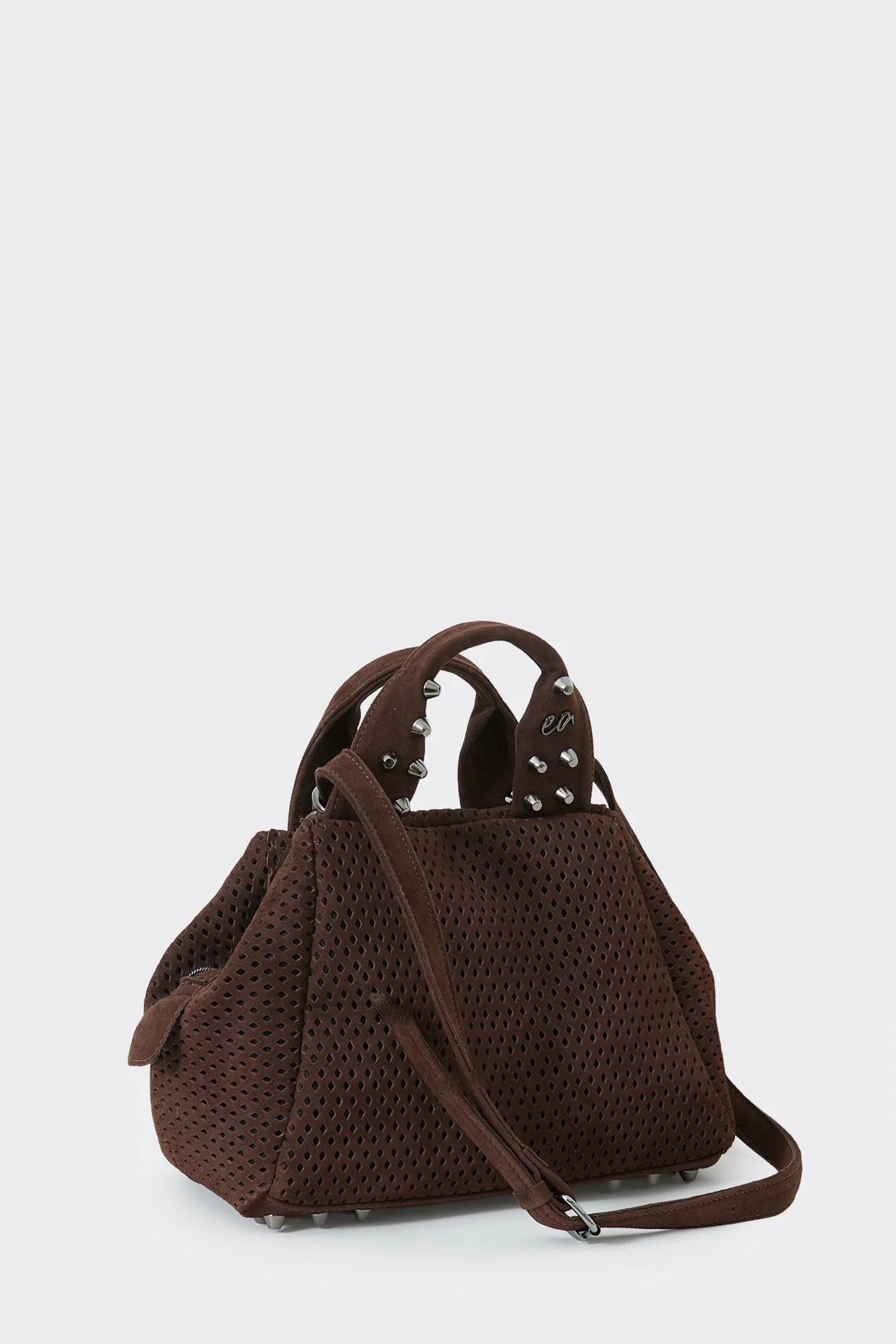 Bubble Bag Net Suede Τσαντα Χειρος Καφε Small - Image 1