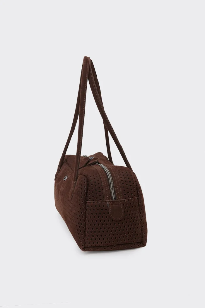 Silhouette Net Planet Suede Τσαντα Ωμου Καφε Large - Image 4