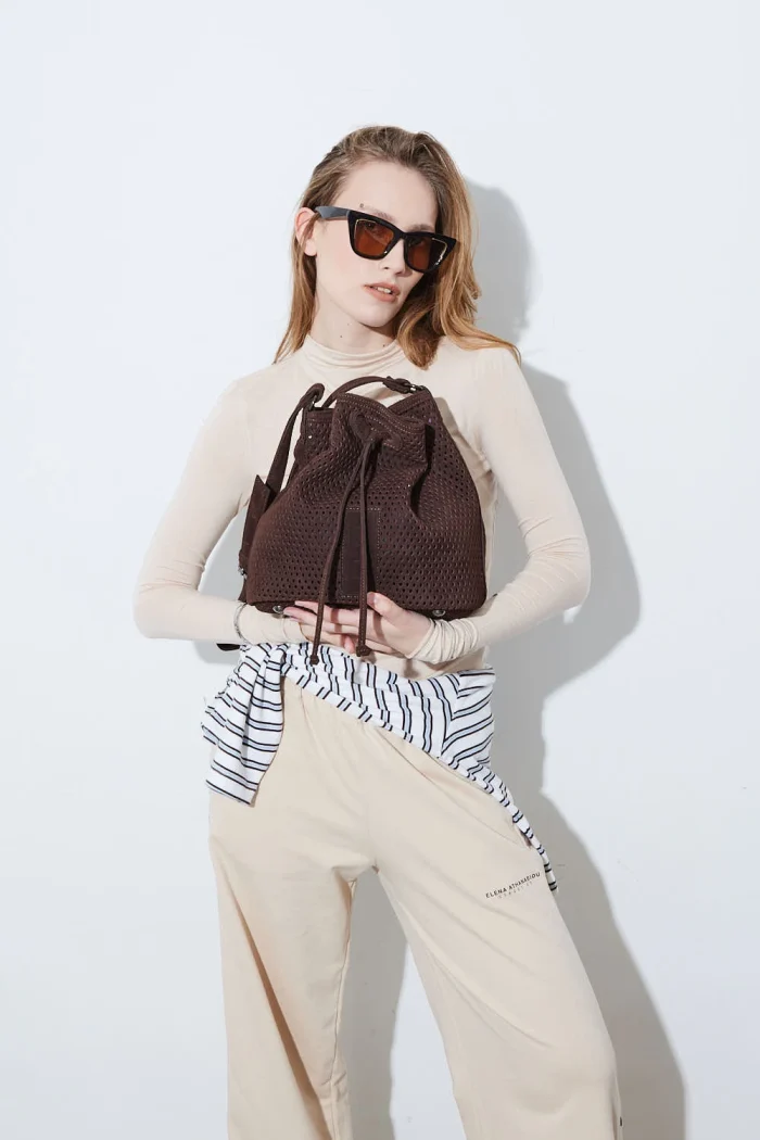 Net Planet Suede Pouch Bag Καφε - Image 2