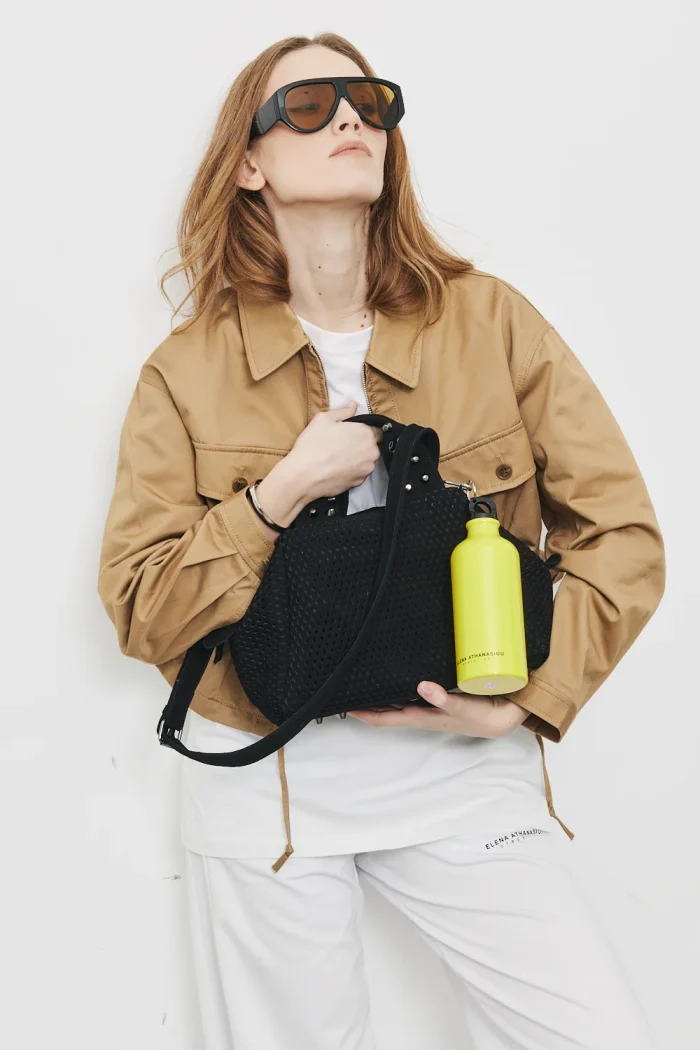 Bubble Bag Net Suede Τσαντα Χειρος Μαυρη Small - Image 6
