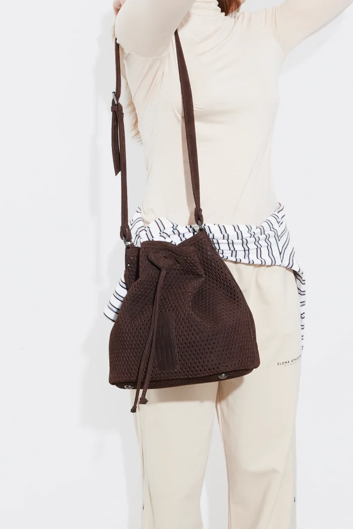 Net Planet Suede Pouch Bag Καφε - Image 4