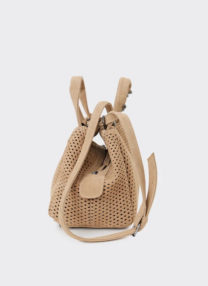 Bubble Bag Net Suede Τσαντα Χειρος Μπεζ Small - Image 3