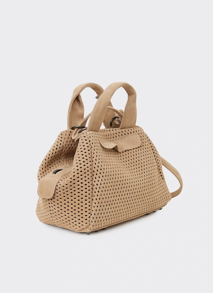 Bubble Bag Net Suede Τσαντα Χειρος Μπεζ Small - Image 5