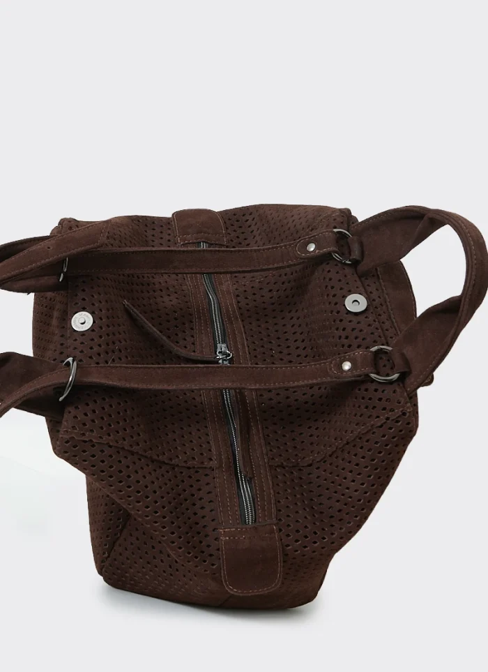 Bubble Bag Net Suede Τσαντα Χειρος Καφε Small - Image 4