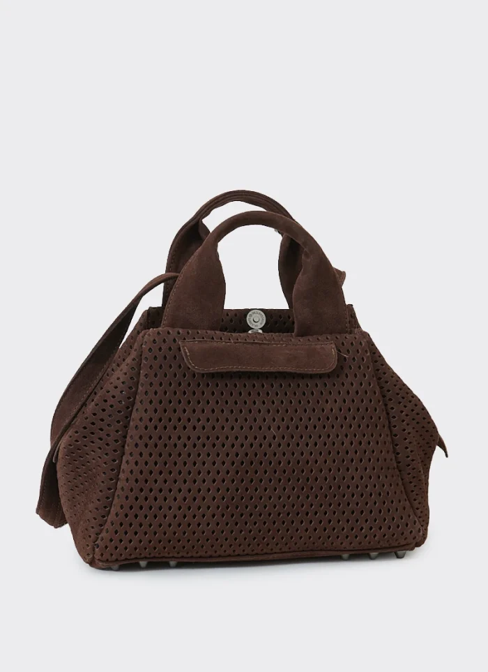 Bubble Bag Net Suede Τσαντα Χειρος Καφε Large - Image 5