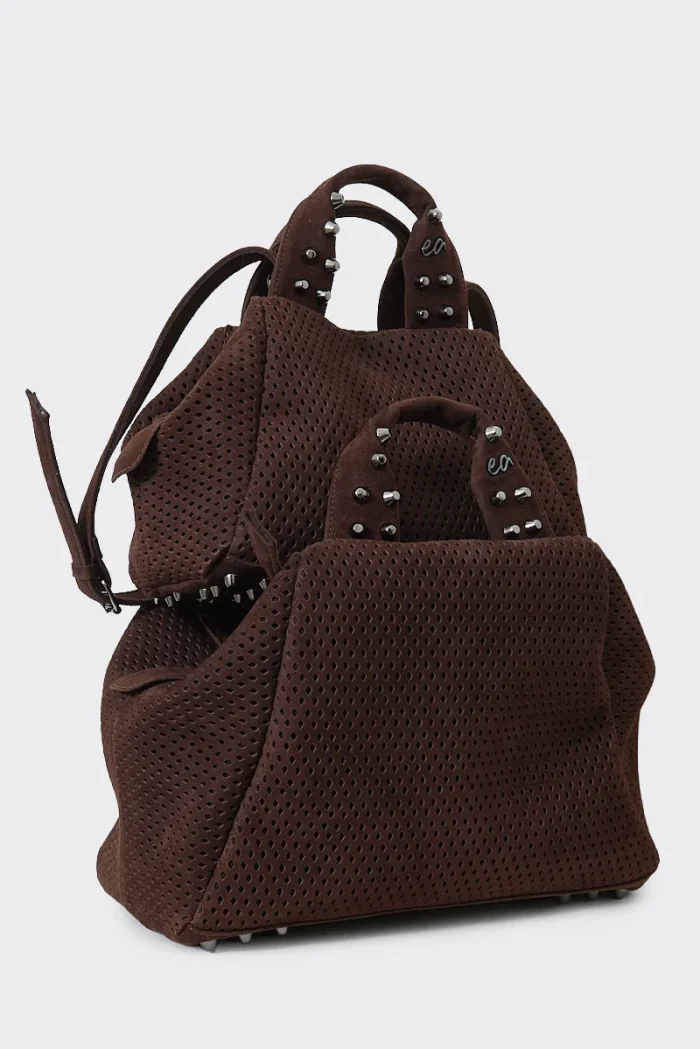 Bubble Bag Net Suede Τσαντα Χειρος Καφε Large - Image 3