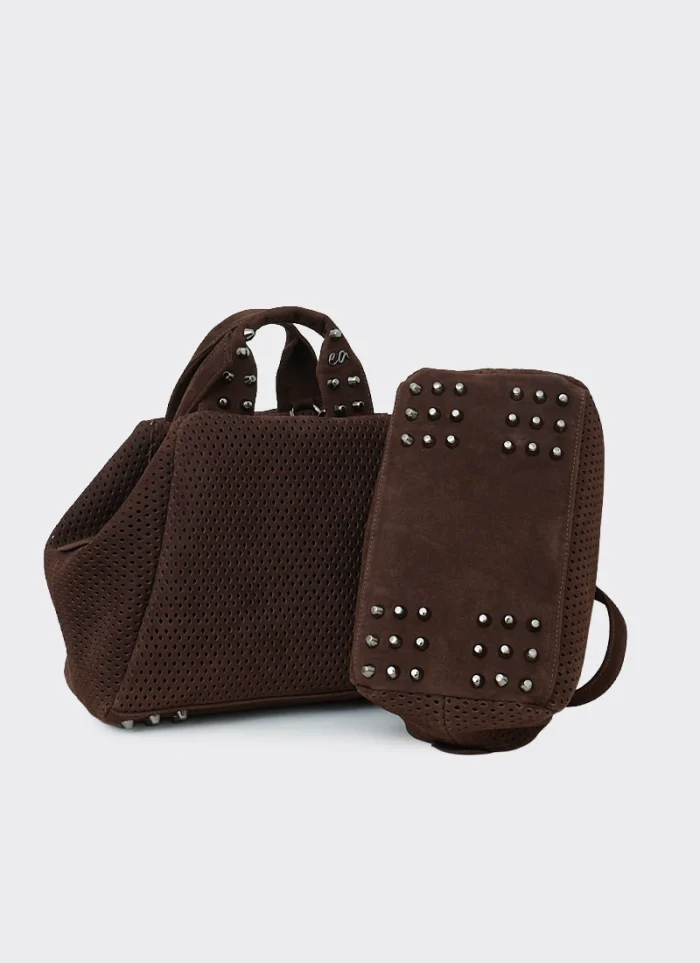 Bubble Bag Net Suede Τσαντα Χειρος Καφε Small - Image 5