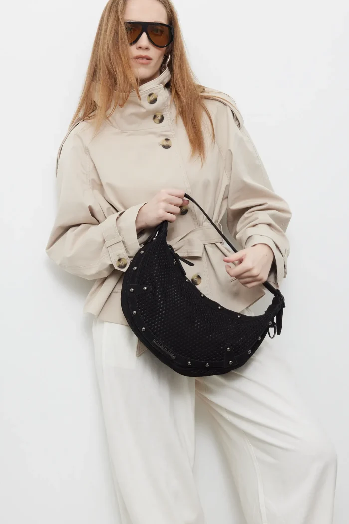 Hype Net Suede Baguette bag Τσαντα Ωμου Μαυρη - Image 3