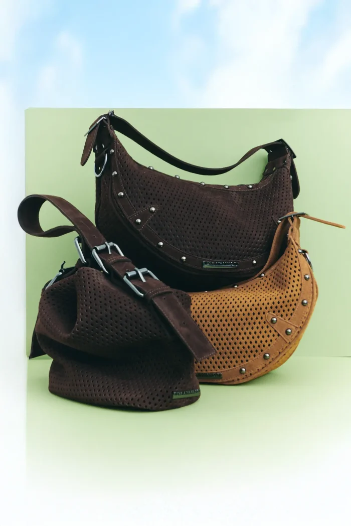 Hype Net Suede Baguette bag Τσαντα Ωμου Καφε - Image 4