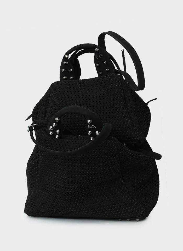 Bubble Bag Net Suede Τσαντα Χειρος Μαυρη Small - Image 5