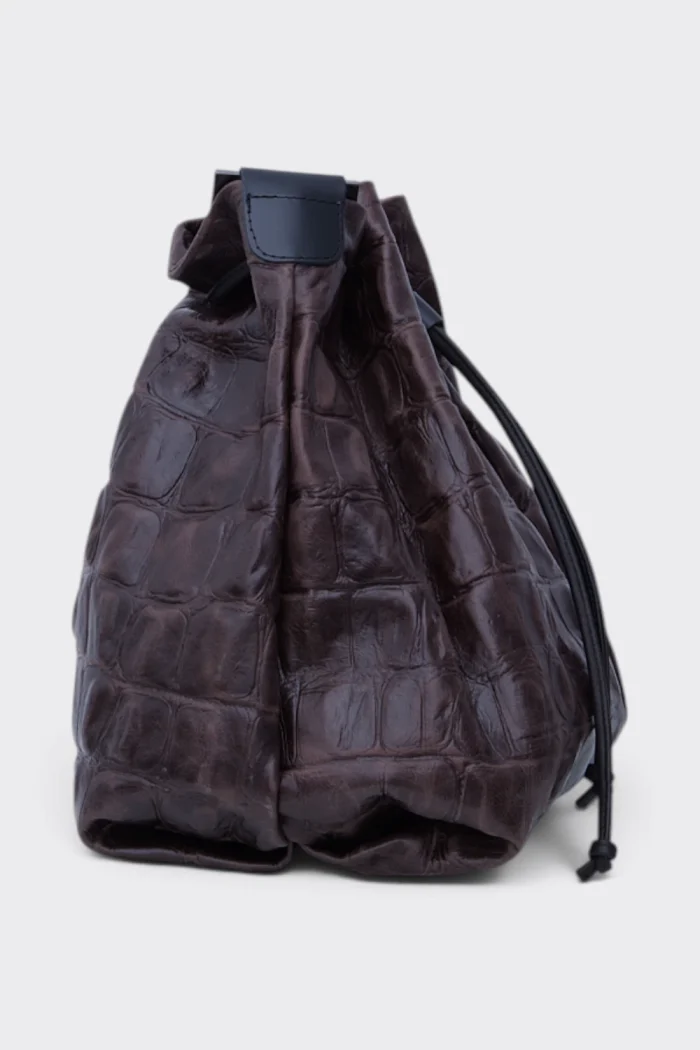 Baggy Croco Pouch Bag Καφε - Image 2