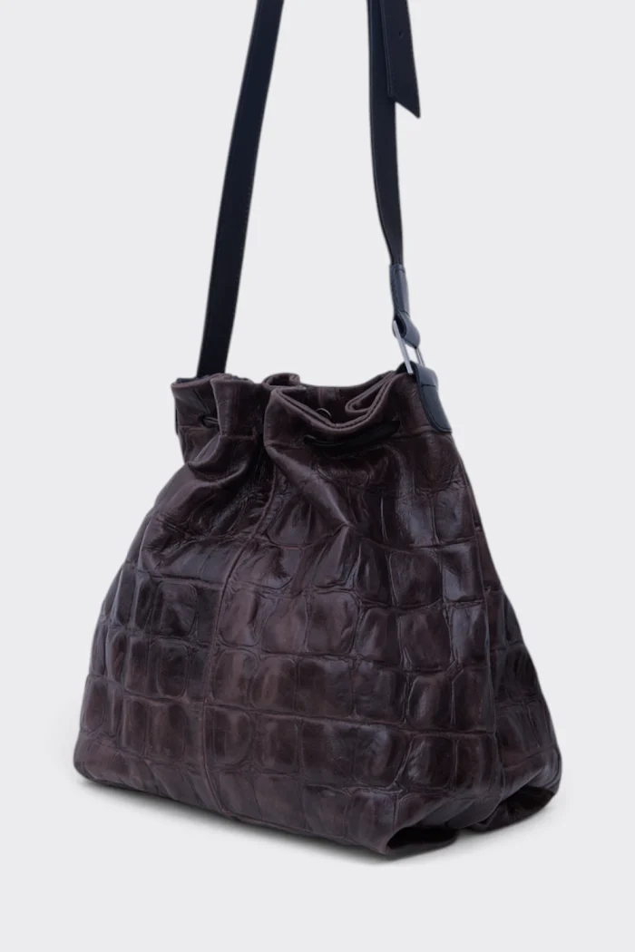 Baggy Croco Pouch Bag Καφε - Image 4