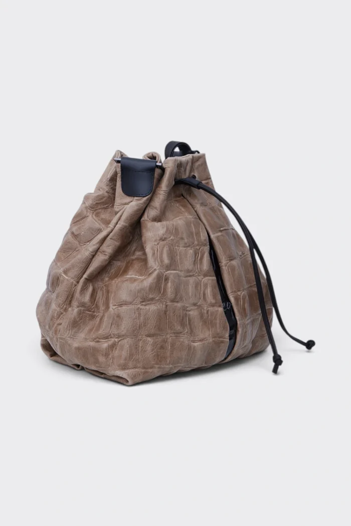 Baggy Croco Pouch Bag Μπεζ - Image 2