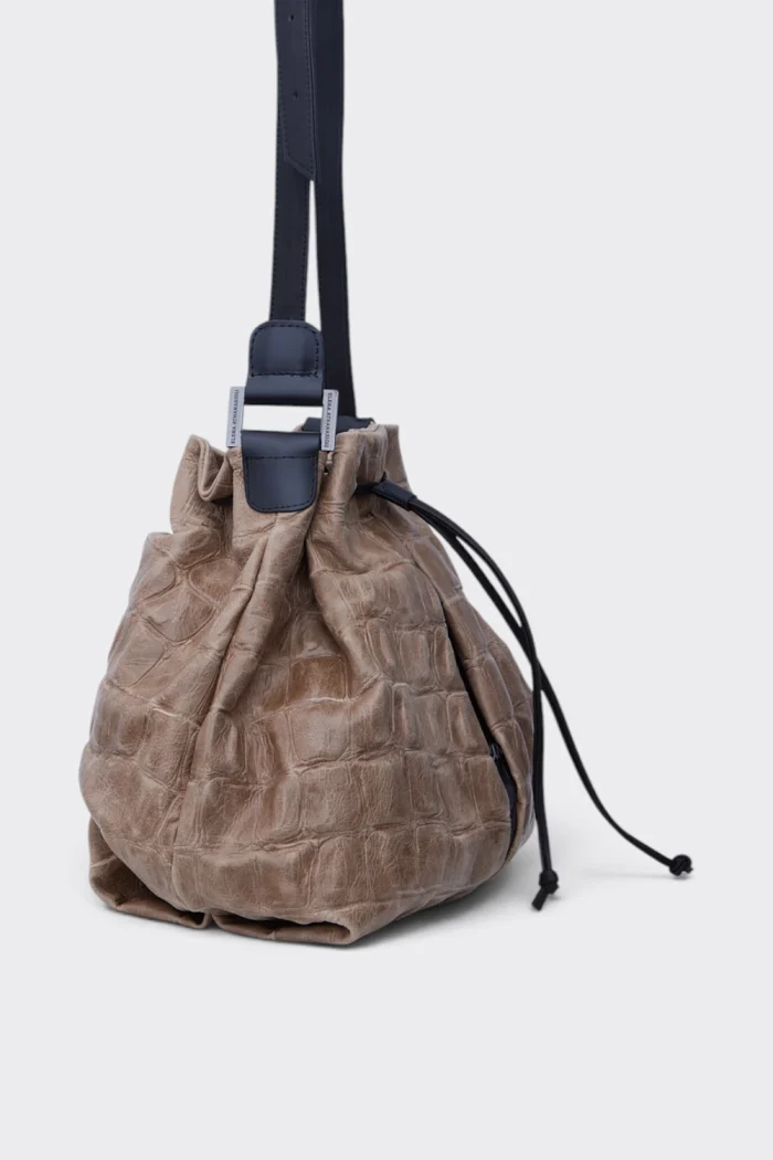 Baggy Croco Pouch Bag Μπεζ - Image 3