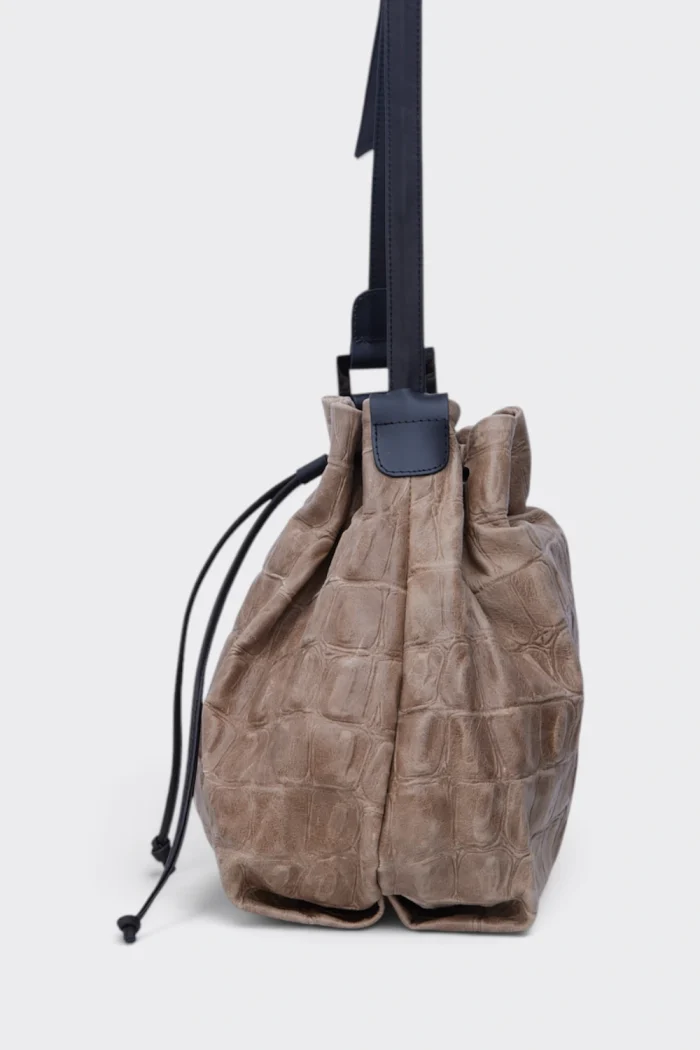 Baggy Croco Pouch Bag Μπεζ - Image 5