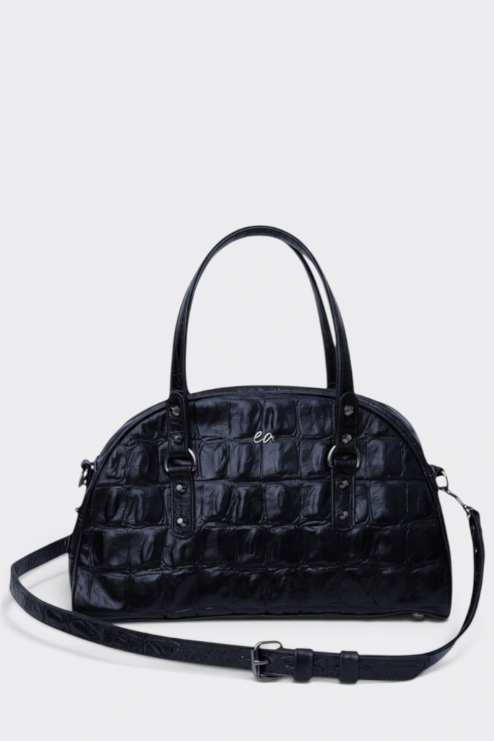 Luna Bag Croco Τσαντα Χειρος Μαυρη Large - Image 1