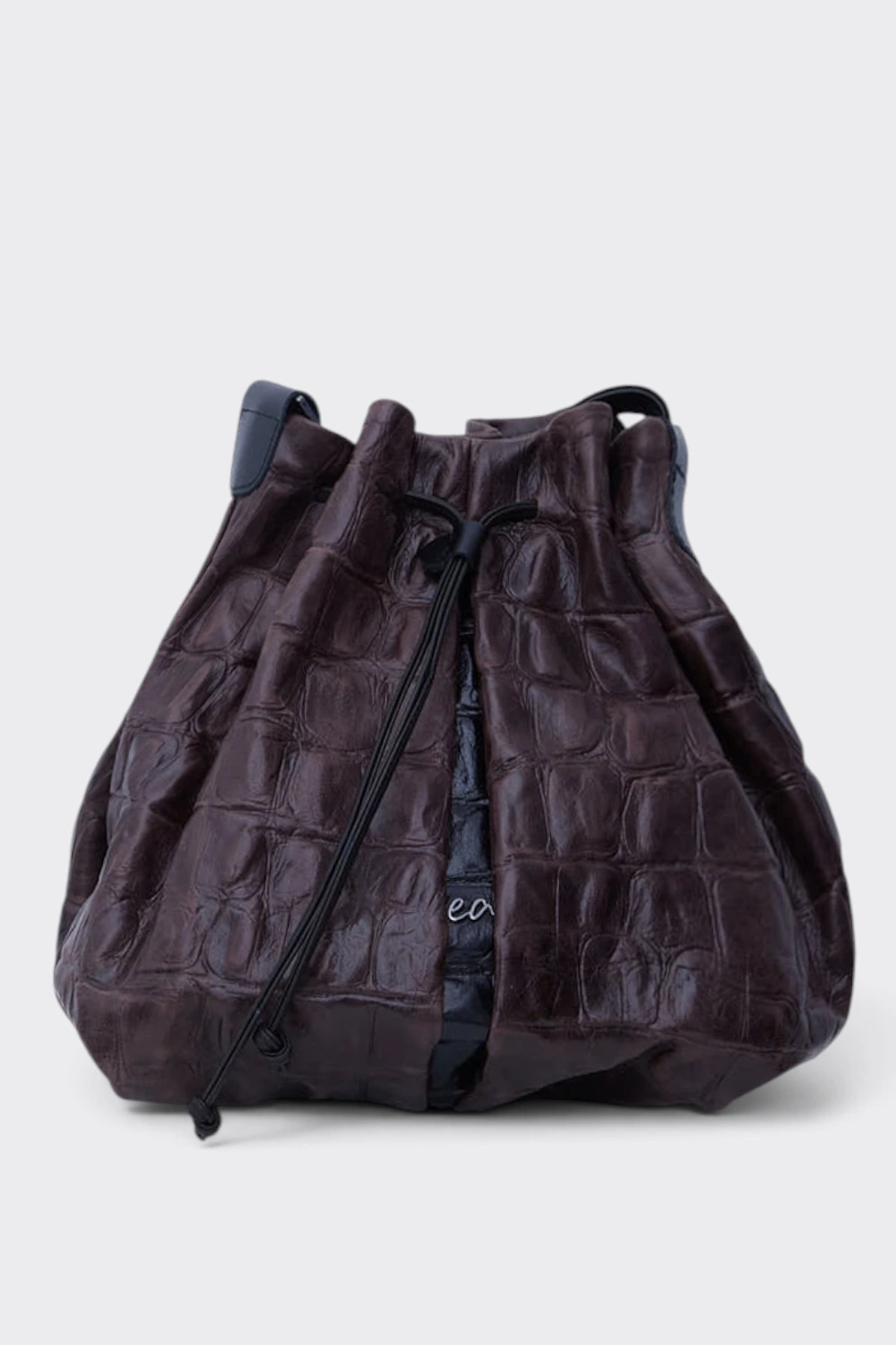 Baggy Croco Pouch Bag Καφε - Image 1