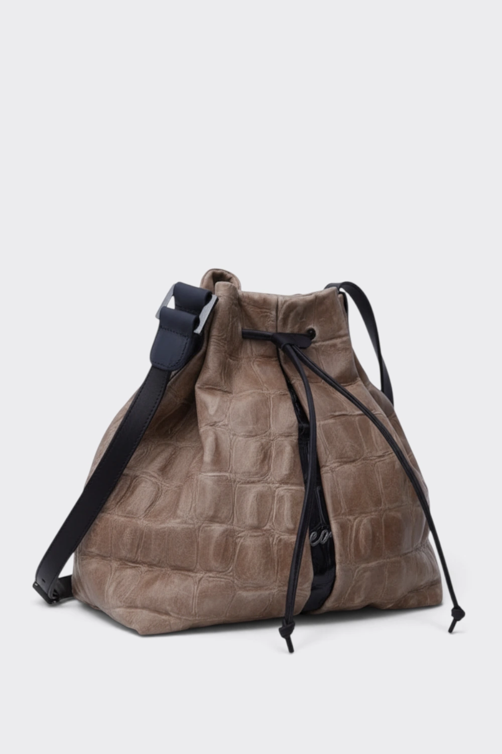 Baggy Croco Pouch Bag Μπεζ - Image 1