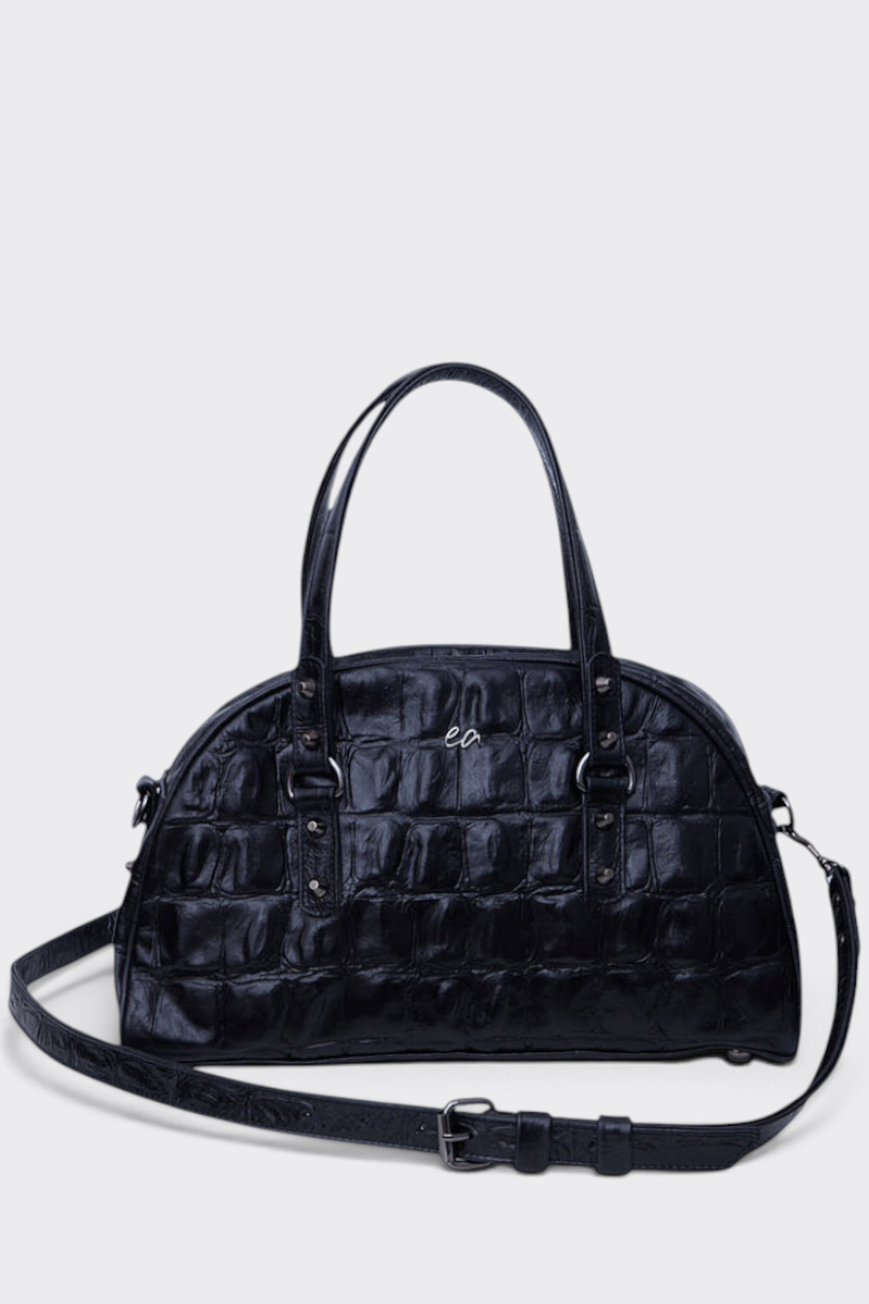 Luna Bag Croco Τσαντα Χειρος Μαυρη Large - Image 1