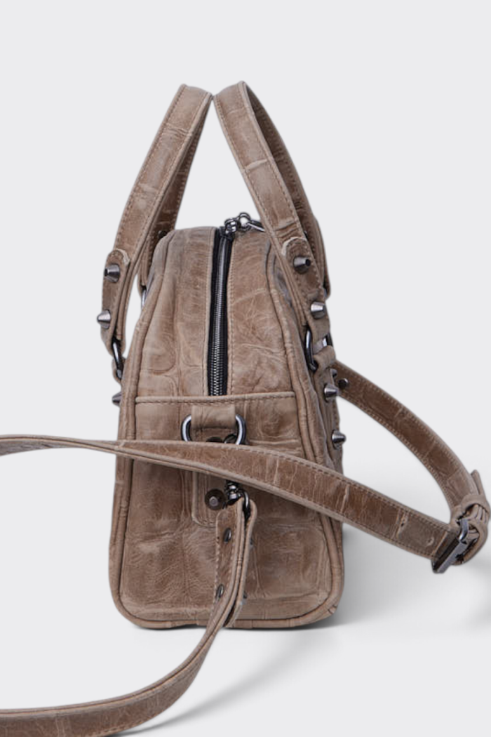 Luna Bag Croco Τσαντα Χειρος Μπεζ Small - Image 3