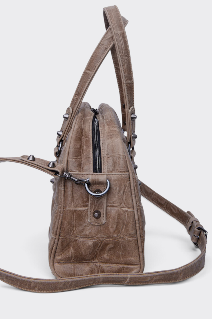 Luna Bag Croco Τσαντα Χειρος Μπεζ Large - Image 4
