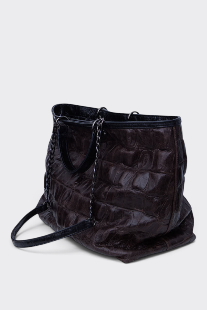 Hobo Bag Croco  Τσαντα Χειρος Καφε - Image 3
