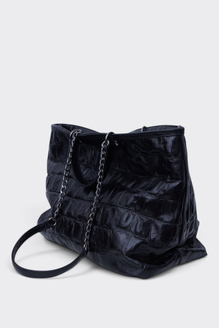 Hobo Bag Croco Τσαντα Χειρος Μαυρη - Image 4