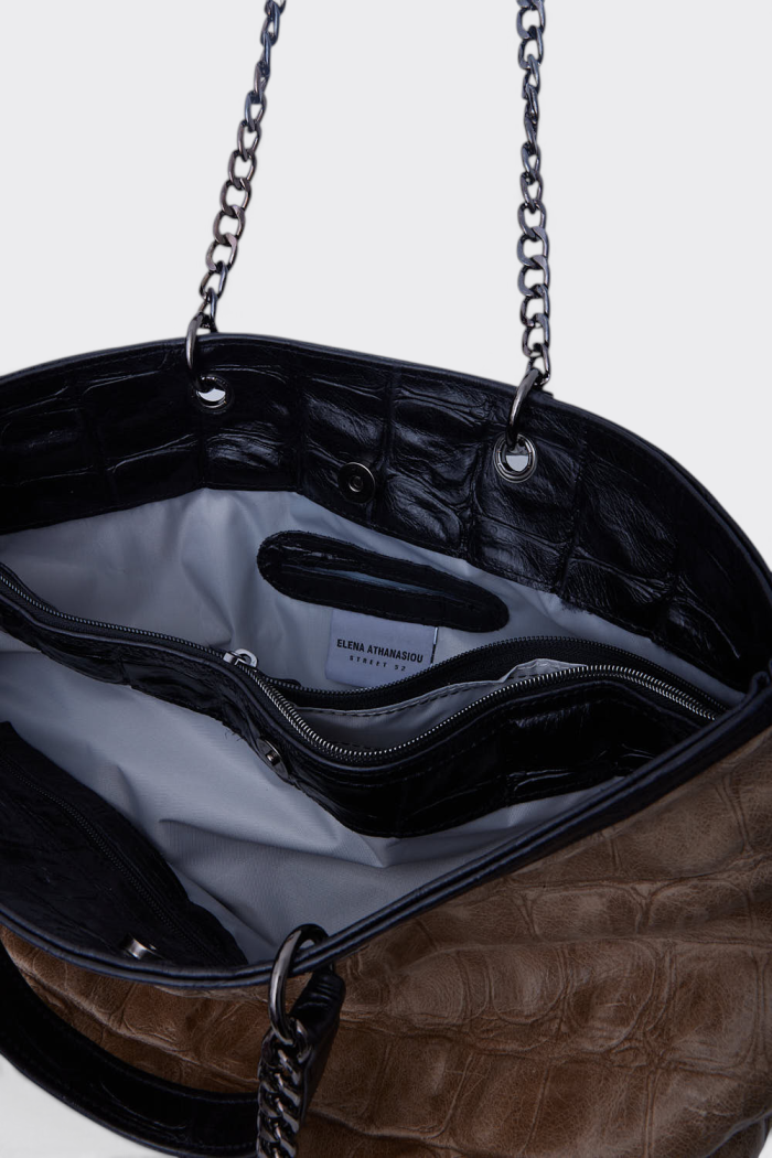 Siena Tote Bag Croco Τσαντα Ωμου Μπεζ - Image 3